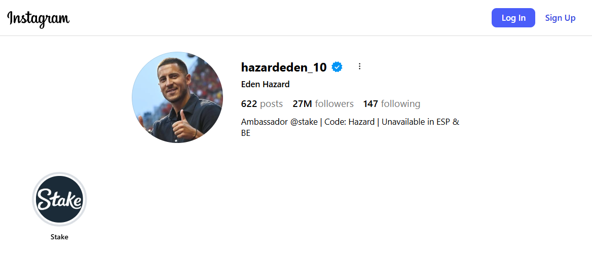 stake hazard profile instagram