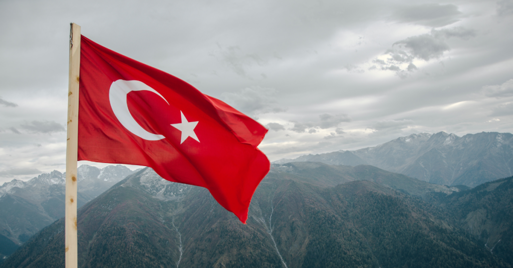 Flag of Turkey Across Mountain